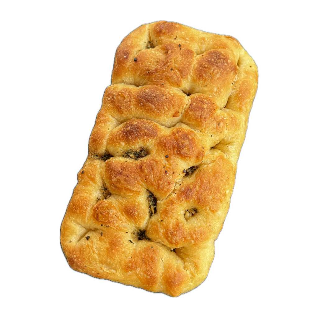 foccacia 100% levain du pain des frouzes avec de l'ail et des fines herbes