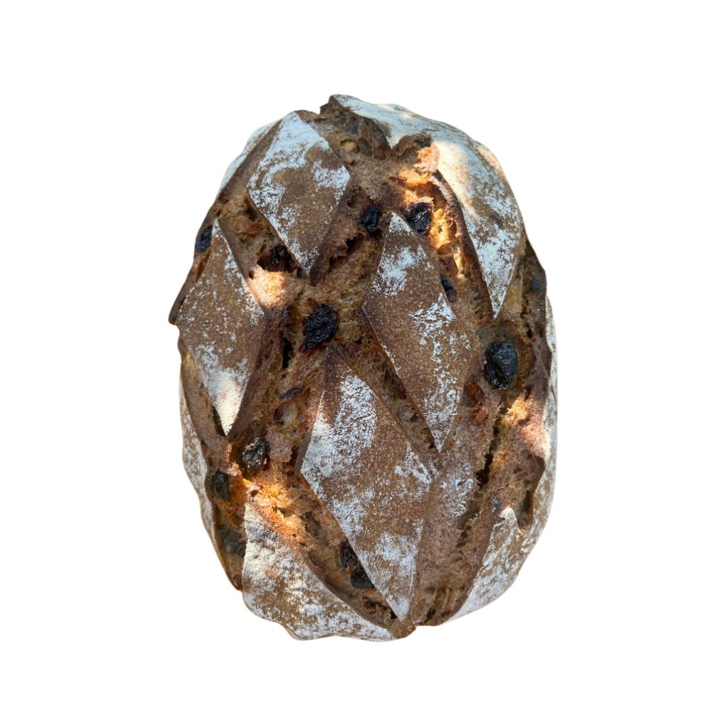 Pan co'santi pain toscan au poivre noix et raisins secs avec levain de seigle